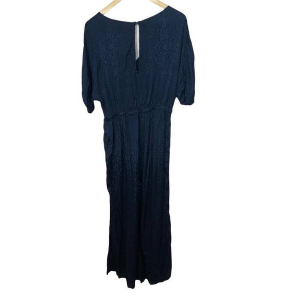 Anthropologie Maeve Jacquard Jumpsuit Blue Navy Blue Size Small Bohemian Wide S - Picture 7 of 15